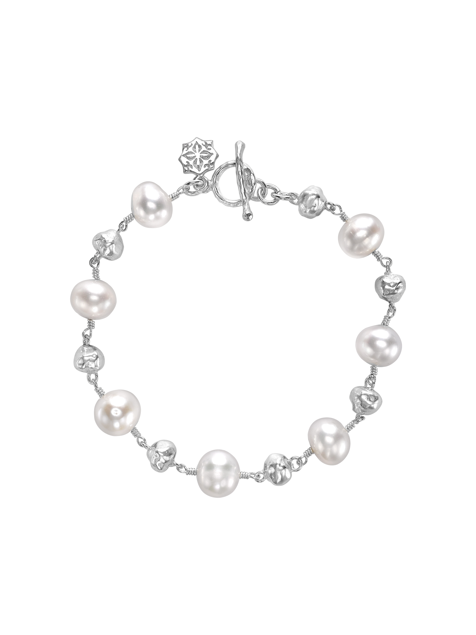 Nugget & white freshwater pearl bracelet